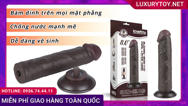 Dương vật giả Lovetoy 8'' Sliding Skin Dual Layer To - Khỏe công dụng lovetoy 8'' sliding skin dual layer